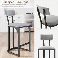 mteryoing Home Bar Stools Set Of 2/4/6/8, Counter Height Bar Stools For Kitchen Counter, Island Chairs For Dining Table, Modern Tall Barstools With Back, Metal Counter Stools With Upholstered For Kitchen - Màu xám - 6 chiếc - Xem 5