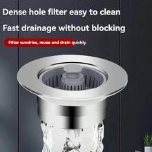 3-In-1 Kitchen Sink Drain Filter And Stopper Set, ABS Material Sink Drain Plug, Fit For US Standard Kitchen Sink Drain Kitchen Items Kitchen Accessories Kitchen Tools - Multicolor - View 8