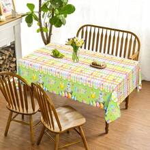 Mantel de Pascua desechable rectangular con diseño de huevos y flores de primavera, ideal para fiestas y decoración del hogar. - Multicolor - Ver 1