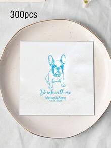 个性化宠物鸡尾酒餐巾纸，手工插画定制餐巾纸，一次性饮料甜点餐巾纸，适用于婚礼餐桌装饰，是婚礼、周年纪念、订婚派对、新娘送礼会的完美之选，可定制狗狗婚礼餐巾纸、猫咪婚礼餐巾纸，定制、个性化、独一无二，理想的礼物，永恒的爱 - 彩色 - 查看 14