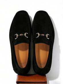 Classic Designer Men's Moccasin Affordable Luxury Sense Plain Suede Slip On Loafers Men Soft Leather Shoes Gentlemen Business Social Shoes Male Daily Office Party Wedding Dress Shoes For Men ‌Couple's Date ‌Romantic Dinner Festive Gift‌ Back To School Students Casual Shoes Preppy,Please Choose One Size Up - Black - View 4