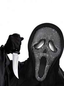 1pc 50*18cm Rhinestone Scream Mask, Costume Party Accessory - Multicolor - View 1