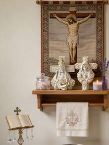 3D宗教人物硅胶蜡烛模具，耶稣、玛利亚、约瑟造型，经久耐用且柔韧，可重复使用，祈祷装饰DIY工具 - 白色 - 查看 4