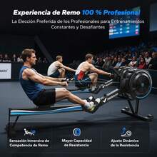 MERACH Máquina de Remo para casa con Resistencia de Aire, 10 Niveles Ajustables con aplicación Exclusiva, máquina de Remo Profesional para Interiores, Asiento ergonómico y cómodo - R11-Negro - Ver 9