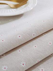 1 pieza Mantel con estampado floral de margaritas frescas, rectangular o redondo, de tela de poliéster, lavable, adecuado para mesa de café, mesita de noche, mesa redonda pequeña, manta, decoración del hogar, cocina, comedor, reuniones, cenas, fiestas, decoración festiva, para todas las estaciones - Beis - Ver 28