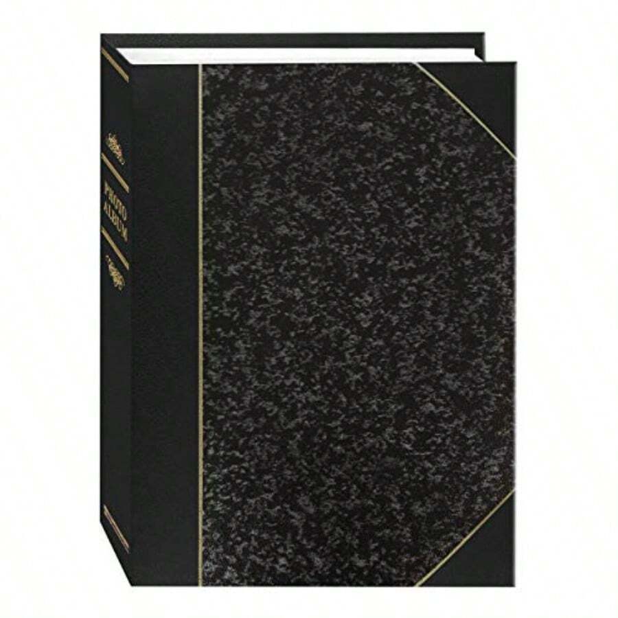 Pioneer Photo Albums 50-Pocket Silver Marble and Black Ledger Style Leatherette Cover Photo Album for 5 by 7-Inch Prints - mrmolplateadoynegro - Ver 1