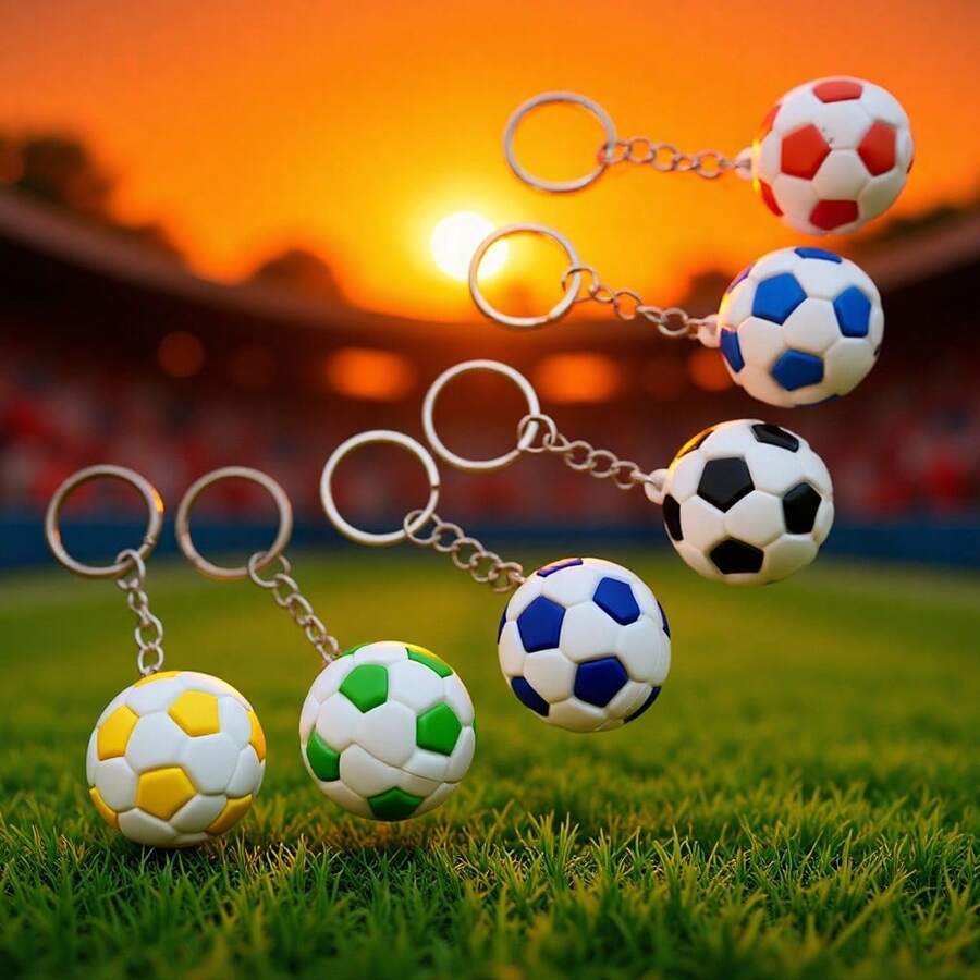 1/6 Peças Chaveiro de Futebol, Pequeno Presente Pendente da Copa do Mundo de Futebol, Adequado para Uso Diário, Presentes de Festa, Presentes para Amigos, Presentes Comemorativos da Copa do Mundo, Pendente de Mochila - Multicolorido - Visão 1