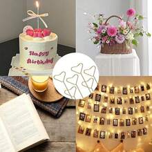 20pcs Metal Flower Bouquet Card Holders, Gold Heart Flower & Photo Clip Stands, Card Message Flower Bouquet Holders, Suitable For Weddings, Birthday Parties - Gold - View 2