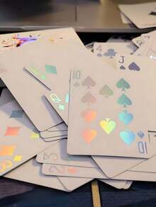 1/2/5 piezas Cartas de juego de lujo doradas/plateadas, impermeables, ideales para magia y entretenimiento en fiestas, material de PVC adecuado para fiestas, juguetes creativos, serie de cartas de póquer, póquer de Texas, diseño genial, perfecto para fiestas, juegos, regalos y celebraciones, Día de los Inocentes, Día de San Valentín - Multicolor - Ver 5