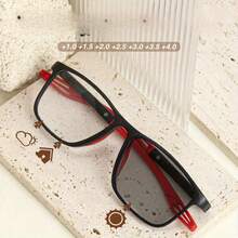 3-Pack Progressive Multifocal Rectangular Reading Glasses Stylish Color-Matching Design Photochromic Color Changing Lenses Lightweight Unisex Eyewear - 灰+紅+黃 - 查看 6