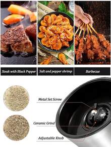 1pc Stainless Steel Sea Salt And Pepper Grinder,Adjustable Manual Salt Grinder With Roughness,Fits In Home,Kitchen,Barbecue - Multicolor - View 5