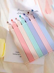 1 bút dạ quang đầu mềm, bút highlight màu pastel dễ thương, thích hợp cho album ảnh và nhật ký tự làm, văn phòng phẩm học sinh, bút dạ quang graffiti nhiều màu, bút đánh dấu đầu mềm, màu sắc độ bão hòa thấp, màu ngẫu nhiên cho mùa tựu trường. - Nhiều màu - Xem 2