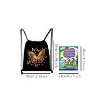 1pc Butterfly Print Drawstring Storage Bag, Double-Sided Printing, Large Capacity Portable Storage Bag, Practical Pocket, Lightweight Foldable, Unisex Birthday Gift Bag, Outdoor Portable Backpack Storage Bag