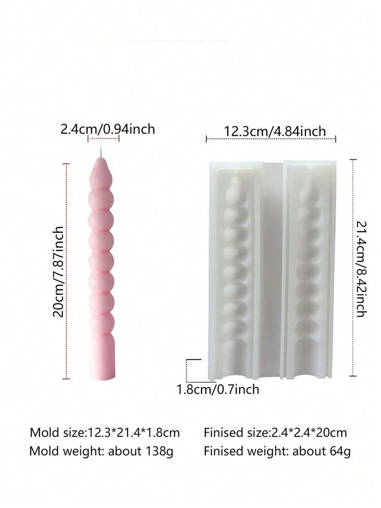 1 pieza Molde de silicona para velas rayadas 3D delgadas - Multiusos, adecuado para resina epoxi/yeso, decoración del hogar para primavera/boda/Día de San Valentín/días festivos - Blanco - Añade 12