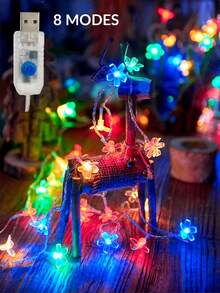 1 Set USB Powered 8 Lighting Modes Cherry Blossom LED String Lights, Indoor Room Decor Fairy Lights, Suitable For Party Decoration, Wedding Decoration, Bedroom Wall Decor, Outdoor Garden Tree Decor - 無色 - 查看 16