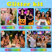 12-Colors Temporary Tattoo Glitter Tattoo Kit Multiple Tattoo Pattern Template Stencils Set For Party Event Dress Up Semi-Permanent Metallic Tattoos Body Art For The Pursuit Of Personal Beauty Tattoo Lovers Local Warehouse - 彩色 - 查看 8