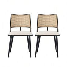 Dining Chairs - Black + Rattan - View 6