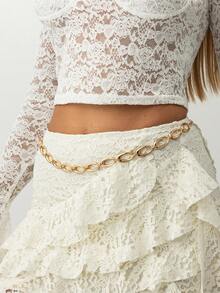 1件简约镂空金属圆环腰链，时尚几何腰带身体链，适合各种场合，绝佳的礼物之选