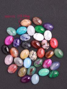 5/12/30颗随机混合天然椭圆形水晶散石及随机混合玻璃，戒指平面椭圆形爱情宝石玫瑰石英抛光水晶散装脉轮掌心舒缓石，天然可爱口袋拇指宝石精神平衡冥想灵气套装礼品