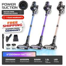 Inse Cordless Vacuum Cleaner, 60KPa Strong Suction Power & 50 Min Runtime, Cordless Vacuum Cleaner With A 1.3L Dust Collection Box, 6*2500mAh High Capacity Batteries, For Hard Floors, Carpets, Sofas And Car Seat Cushions - Phích cắm loại C của EU (220-240V) - Xem 1