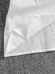 女童春季长袖翻领学院风薄款白衬衫 - 白色 - 查看 5