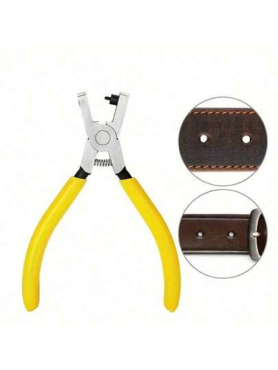 1개 옐로우 스트랩 홀 펀치 (인조 스트랩 펀칭 도구) 스테인리스 스틸 인조 가죽 펀칭 도구 - 2.0mm 스트랩 플라이어, 이상적인 선물 선택 1개 미니 스트랩 홀 펀치, 가죽 펀칭 플라이어, DIY 가죽 펀칭 도구