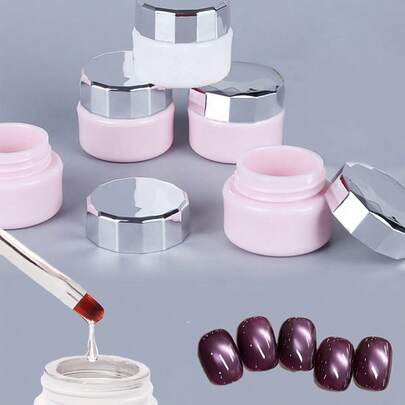 5 pièces Set d'outils de manucure portable, comprend des capsules vides roses pour ranger le vernis gel, le rouge à lèvres et les accessoires de bijoux (5g)