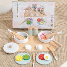 Danish Noble White Kitchen Toy Set, Children's Pretend Play Cooking Realistic Wooden Kitchenware, Birthday Gift For Boys And Girls - Multicolor - View 12