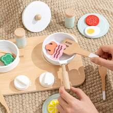 Danish Noble White Kitchen Toy Set, Children's Pretend Play Cooking Realistic Wooden Kitchenware, Birthday Gift For Boys And Girls - Multicolor - View 9