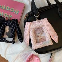 1pc - Polka Dot Series Rabbit Ear Card Holder Design, Card Storage, Unique Creative Card Protector Case - Suitable For Doctor/Nurse ID Holders, Public Transportation Card Holders, Unisex ID Holders, Student ID Holders (With Lanyard), Ideal For Office Workers, Students, Nurses, Doctors, Teachers. Versatile Use, Suitable For Halloween, Easter, Thanksgiving, Birthday, Etc. Public Transportation Card Holder, Also Great For Room Decor. - Multicolor - View 3