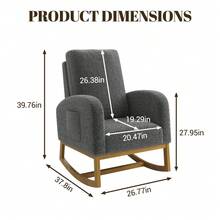 Techigher Nursery Rocking Chair,  Upholstered Glider Rocking Accent Chair With Wood Legs & Side Pockets, Armchair Comfy Side Chair For Living Room Bedroom Offices - 深灰色 - 查看 7
