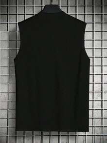 AnChiStreetwear - Áo tank top cổ tròn, không tay, thời trang đơn giản, in họa tiết tiếng Anh dành cho nam giới cỡ lớn, hoàn hảo cho phong cách đường phố, hoạt động ngoài trời, trong nhà và đi lại hàng ngày. - màu đen - Xem 4