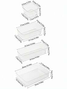 4/6 piezas Cajas organizadoras de cajones, Cajas organizadoras de escritorio, 4 opciones de tamaño, Cajas organizadoras de maquillaje de acrílico, Cajas de almacenamiento con compartimentos transparentes para dormitorio, oficina, baño, Cajas organizadoras multifuncionales para cosméticos, papelería, suministros de oficina, tocador, útiles escolares, bolsa de maquillaje, artículos de viaje - transparente - Ver 12