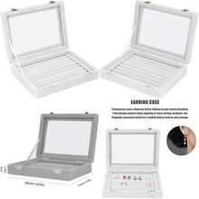 ZJchao Organizador de Joyero, Caja de Almacenamiento para Anillos con 7 Compartimentos, Organizador de Joyas de Terciopelo con Tapa de Cristal Transparente(Blanco)(default) - Multicolor - Ver 1