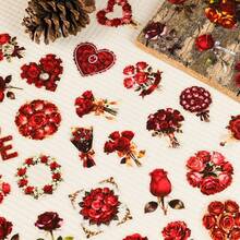 56 szt./zestaw naklejek walentynkowych, zestaw naklejek z różnymi wzorami kwiatowymi, kreatywne naklejki na festiwale, doping i imprezy, dekoracyjne prezenty DIY, artystyczne naklejki na pamiętnik, laptopa, notes, butelkę z wodą, etui na telefon, estetyczne naklejki dla nastolatków i dorosłych, artykuły szkolne - Wielokolorowe - Zobacz 1