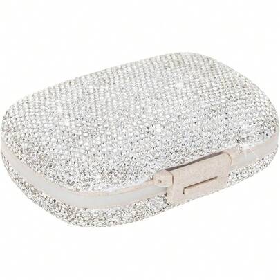 Organizador Pastillas Pequeno Brillante 2 Piezas Pastillero Cartera Viaje Diario Accesorio Mujer Melocoton Rosa Decorativo Hogar