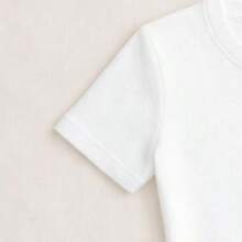 Baby Look Feminina Camiseta Básica Lisa T-shirt Confortável 100% Algodão Premium - Branco - Visão 2