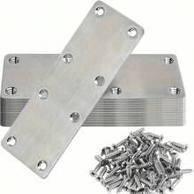 6Pcs Stainless Steel Metal Straight Brackets With Screws Repairing Mending Plate For Wood Furniture Easy To Install