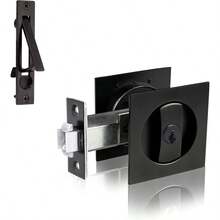Dontay Cerradura de puerta de bolsillo con llave pestillo de cerradura de puerta corredera de granero de entrada contemporánea empotrada de 2 lados distancia al borde de 2 3 8" herrajes de manijas - 1 - Ver 1