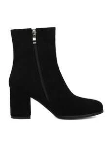 Winter Tall Chunky Heel Retro Rider Boots, Match With Hoodie, Women's Fashion Chunky Heel Ankle Boots With Side Zipper, Pull-On Elastic Ankle Boots - Black - View 10
