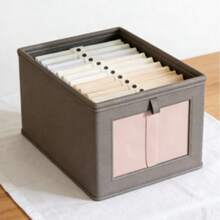1pc Foldable Oxford Cloth Drawer Storage Box, Large Capacity Clothing Storage Box With Transparent Window And Dustproof Seal, Suitable For Clothes, Quilts, Foldable Storage Basket, Home Decor, Bedroom Decor, Autumn Decor, Holiday Gift - Grey - View 13