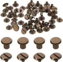 Uxcell 30set M4 X 6mm Chicago Screw Metal Slotted Head Binding Screws Post Nail Rivet Stud Screw Rivets For DIY Leather Belt Bag Craft Bookbinding, Black - ColorB - View 1