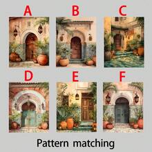 1/6 Canvas Poster Of Islamic Architecture. Bohemian Oriental Arch Watercolor Poster. Islamic Art, Middle Eastern Decor. Ideal For Wall Decor In Living Room, Bedroom, Hallway, Dining Room And Office Corridor. Home Decor And Wall Art! Interior Decoration. Room Decor Aesthetics, Frame Optional - Multicolor - View 3