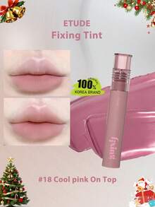 ETUDE 18号哑光唇彩，冷粉色，轻盈不拔干配方，丝绒慕斯质地，持久显色，打造精致哑光妆效，柔焦唇妆，唇彩效果，韩国化妆品，4克/0.14盎司 - 18 Cool pink On Top - 查看 2