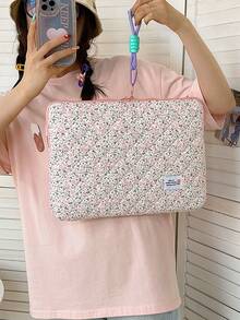 Fluffy Laptop Sleeve, Cute Computer Bag, Floral Print Quilted, Compatible With MacBook 11 13 14 15.6 16 Inch Pro M4/M3/M2/M1 Pro/Max, Laptop/Tablet Carrying Case, Floral Pattern IPad Protective Cover, Laptop Bag, Laptop Sleeve, Laptop Protective Case, Laptop Protective Case, Laptop Protective Case, Essential For Men And Women Travel - Multicolor - View 12