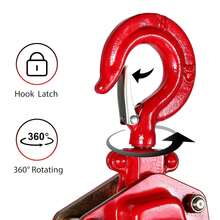 Polipasto de cadena de palanca de 0,75 toneladas/1650 libras, manual de alta resistencia, con cadena de acero de 3 m, herramienta de elevación y tracción de grado industrial para almacenes y garajes, con ganchos de acero duraderos y mango ergonómico. - Rojo - Ver 4