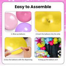 143件/套 80年代音乐主题气球拱门套装，包含收音机造型气球、金属紫红色星星气球、紫红色、蓝色、绿色、黄色乳胶气球，适用于80年代、90年代迪斯科生日派对、摇滚主题派对、毕业舞会装饰、生日主题派对、嘻哈卡拉OK派对装饰、嘉年华装饰 - 彩色 - 查看 7