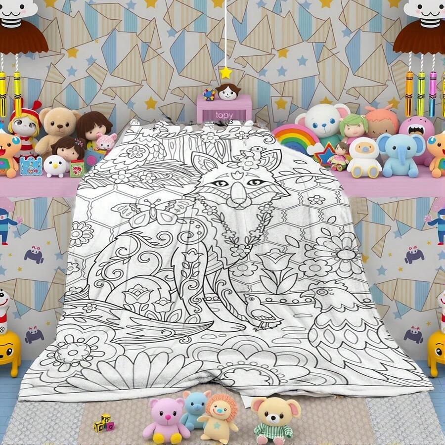 1pc Colorable Geometric Cat Graffiti Blanket - Long Plush All-Season Sofa Bedspread With Free Coloring For & S, Soft Warm Bedding Gift, Cozy For Rooms (Blanket Only - No Markers Included) Four Seasons Universal Multifunctional Blanket/Perfect Gift, Aesthetic Design And 2D Printing Technology Is An Ideal Companion For Sofa Napping, Traveling Camping, Home Decoration And Office Embellishment.A Thoughtful Gift For Thanksgiving, Christmas, Valentine's Day, Father's Day, Mother's Day And Other Festivals Special Moments Such As Birthdays, Weddings, Anniversaries And More.Exclusive Gifts For Family Members, Partners, Parents, Ren, Grandparents Or Dear Friends.They Are Perfect For Beds, Living Rooms, Offices, Beaches,Newly Expanded Themed Collections To Meet A Variety Of Styles And Scenar. - 多色15 - 查看 1