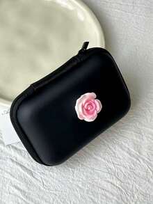 1个玫瑰花3D数据线整理器，多功能大容量 - 黑色 - 查看 6