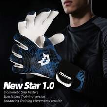 WVVOUgoalkeeper Gloves, Breathable Professional Goal Keeper Gloves With 4+3mm Sticky Latex Palm For Training - Blue - View 6